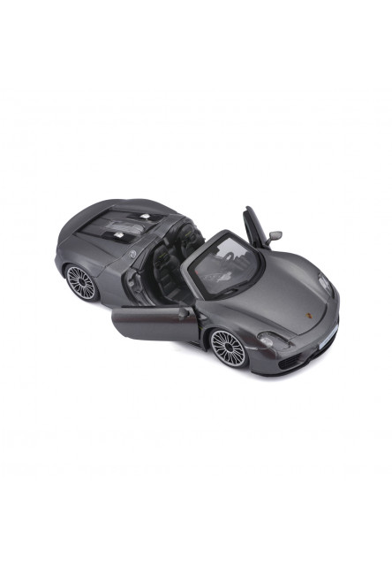 Bburago - Autá HOBBY, Plus, Porsche 918 Spyder, metalic šedá, 1:24