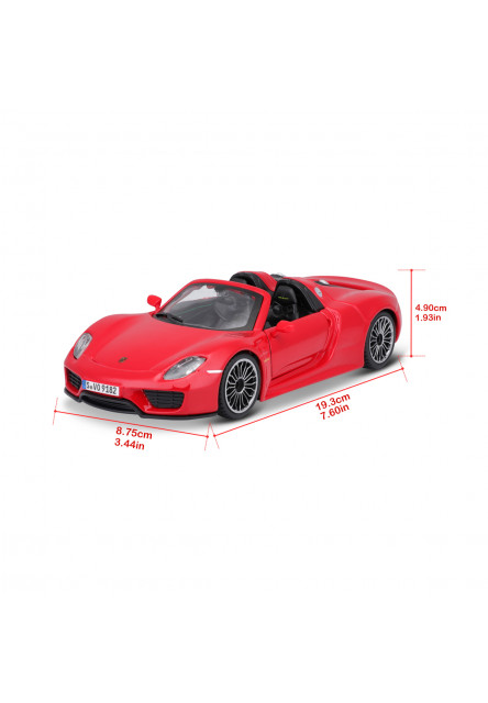 Bburago - Autá HOBBY, Plus, Porsche 918 Spyder, červená, 1:24