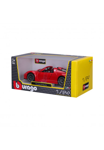 Bburago - Autá HOBBY, Plus, Porsche 918 Spyder, červená, 1:24