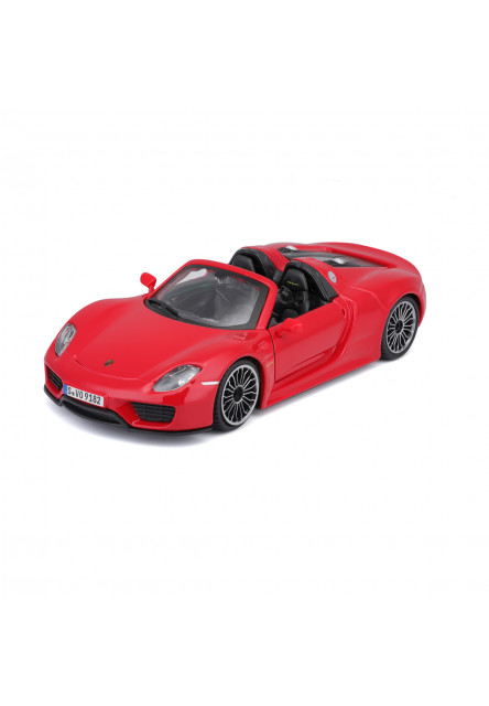 Bburago - Autá HOBBY, Plus, Porsche 918 Spyder, červená, 1:24