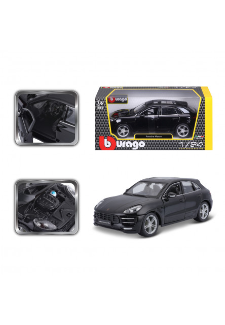 Bburago - Autá HOBBY, Porsche Macan, čierna, 1:24