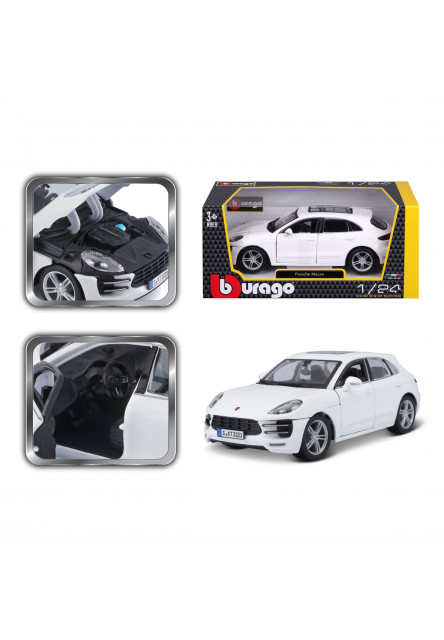 Bburago - Autá HOBBY, Porsche Macan, biela, 1:24
