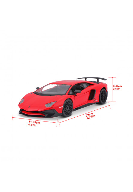 Bburago - Autá HOBBY, Lamborghini Aventador SV Coupé, červená, 1:24