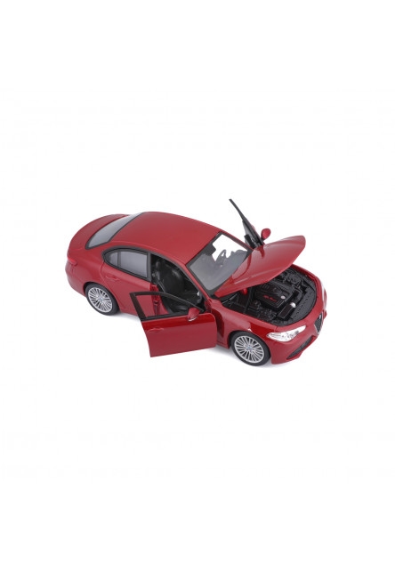 Bburago - Autá HOBBY, Plus, Alfa Romeo Giulia, metalic červená, 1:24