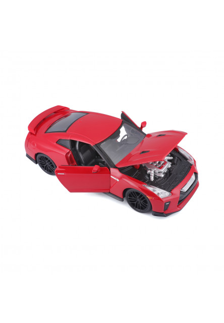 Bburago - Autá HOBBY, 2017 Nissan GT-R, červená, 1:24