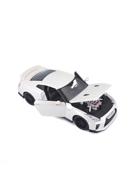 Bburago - Autá HOBBY, Plus, 2017 Nissan GT-R, metal biela, 1:24