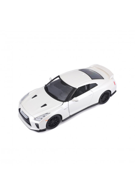 Bburago - Autá HOBBY, Plus, 2017 Nissan GT-R, metal biela, 1:24