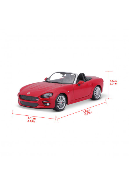 Bburago - Autá HOBBY, Plus, Fiat 124 Spider, červená, 1:24