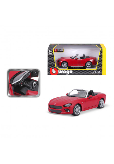 Bburago - Autá HOBBY, Plus, Fiat 124 Spider, červená, 1:24