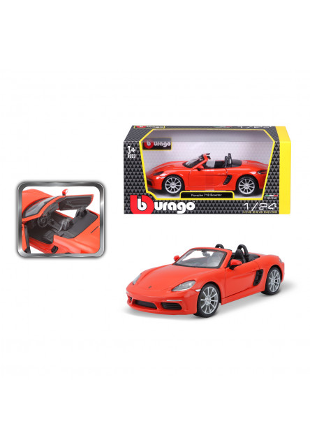 Bburago - Autá HOBBY, Plus, Porsche 718 Boxster, orange, 1:24