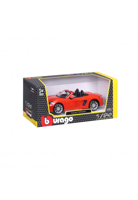 Bburago - Autá HOBBY, Plus, Porsche 718 Boxster, orange, 1:24