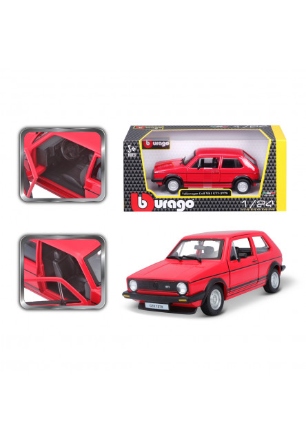 Bburago - Autá HOBBY, Plus, Volkswagen Golf Mk1 GTI (1979), červená, 1:24