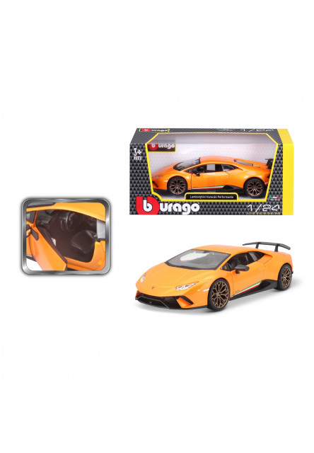 Bburago - Autá HOBBY, Plus, Lamborghini Huracán Performante, metal oranžová, 1:24