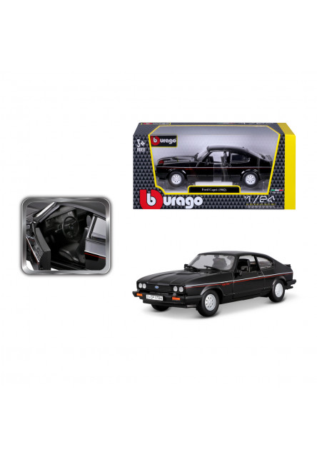 Bburago - Autá HOBBY, Plus, Ford Capri 1600 GT (1982), čierna, 1:24