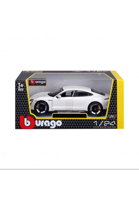 Bburago - Autá HOBBY, Plus, Porsche Taycan Turbo S, biela, 1:24