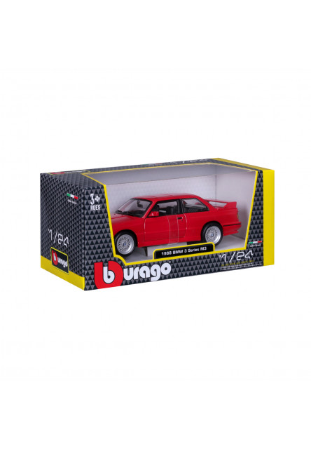 Bburago - Autá HOBBY, 1988 BMW 3 Series M3, červená, 1:24
