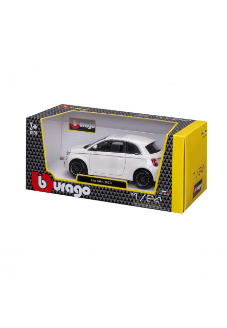 Bburago - Autá HOBBY, Plus, Fiat 500e (2023), biela, 1:24
