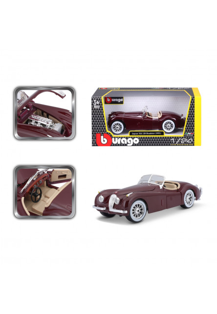 Bburago - Autá HOBBY, Jaguar XK 120 Roadster (1951), červená, 1:24