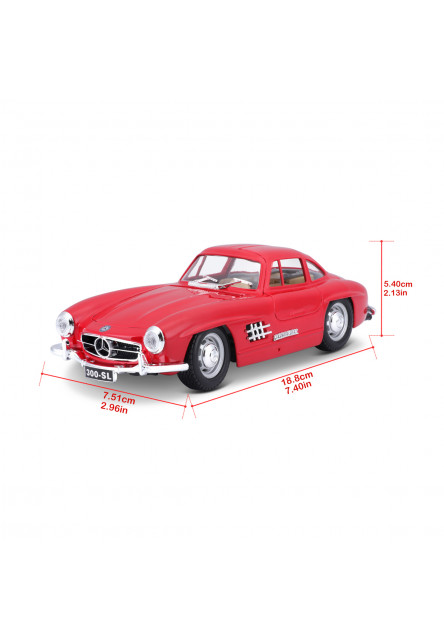 Bburago - Autá HOBBY, Mercedes-Benz 300 SL (1954), červená, 1:24