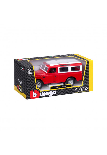 Bburago - Autá HOBBY, Land Rover Series II, červená, 1:24