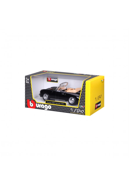 Bburago - Autá HOBBY, Porsche 356B Cabriolet (1961), čierna, 1:24