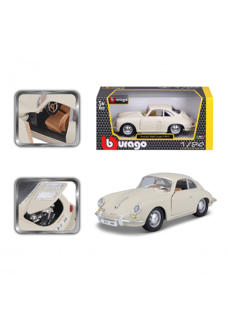 Bburago - Autá HOBBY, Porsche 356B Coupe (1961), krémové, 1:24