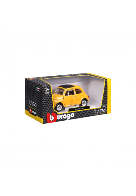 Bburago - Autá HOBBY, Fiat 500F (1965), žltá, 1:24