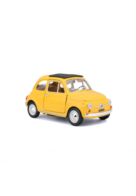 Bburago - Autá HOBBY, Fiat 500F (1965), žltá, 1:24