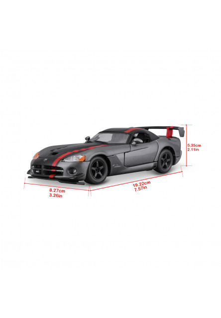 Bburago - Autá HOBBY, Dodge Viper SRT 10 ACR, šedá metalíza-matná čierna, 1:24