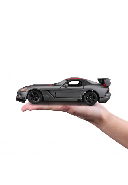 Bburago - Autá HOBBY, Dodge Viper SRT 10 ACR, šedá metalíza-matná čierna, 1:24