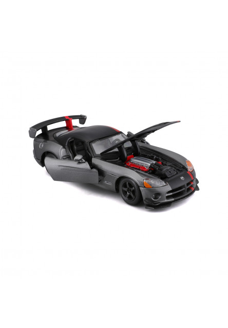 Bburago - Autá HOBBY, Dodge Viper SRT 10 ACR, šedá metalíza-matná čierna, 1:24