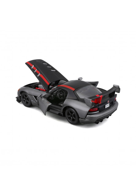 Bburago - Autá HOBBY, Dodge Viper SRT 10 ACR, šedá metalíza-matná čierna, 1:24