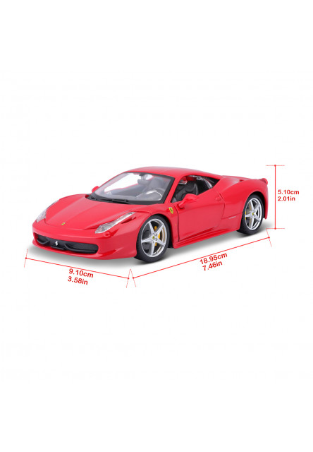 Bburago - RACE+PLAY, Ferrari 458 Italia, červená, 1:24