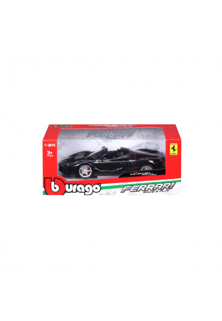 Bburago - RACE+PLAY, Ferrari LaFerrari Aperta, čierna metalíza, 1:24