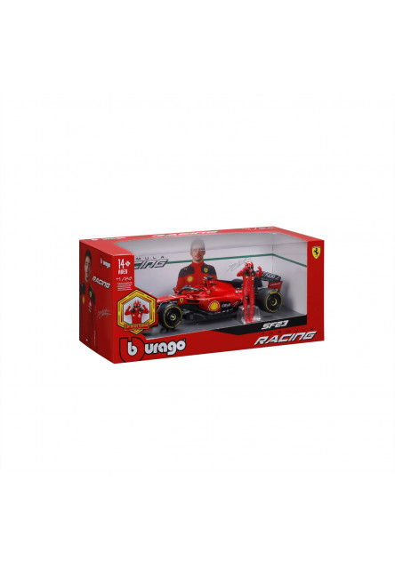 Bburago - FORMULA RACING, F1 Ferrari SF-23 (2023) s figúrkou jazdca, #16 Charles Leclerc, 1:24