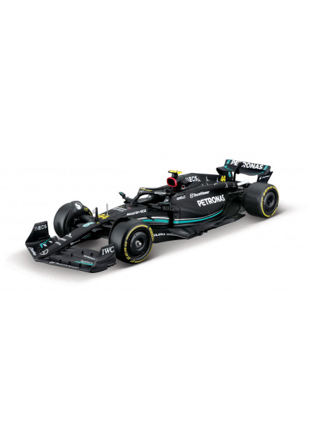 Bburago - RACE Formula 1 s figúrkou jazdca, Mercedes-AMG W14 E Performance (2023) #44 Hamilton, 1:24