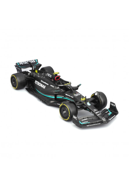 Bburago - RACE Formula 1 s figúrkou jazdca, Mercedes-AMG W14 E Performance (2023) #44 Hamilton, 1:24