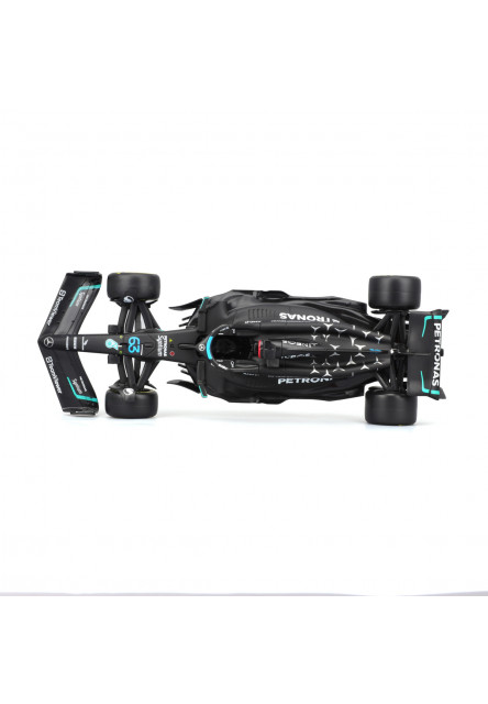 Bburago – RACE Formula F1 s figúrkou jazdca, Mercedes-AMG W14 E Performance (2023) #63 Russell, 1:24