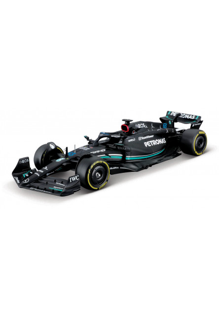 Bburago – RACE Formula F1 s figúrkou jazdca, Mercedes-AMG W14 E Performance (2023) #63 Russell, 1:24