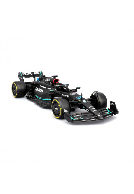 Bburago – RACE Formula F1 s figúrkou jazdca, Mercedes-AMG W14 E Performance (2023) #63 Russell, 1:24