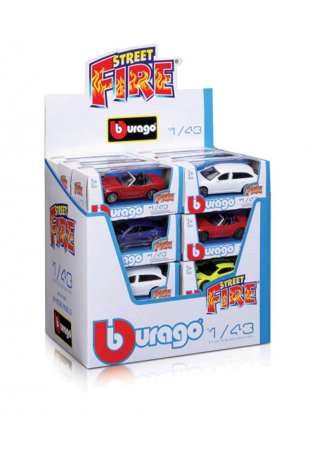Bburago - Autá Street Fire, displej 24ks, 1:43, assort
