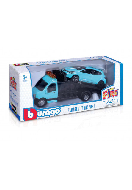 Bburago - Flatbed Transort a Tow Truck, Street Fire, 1:43, assort