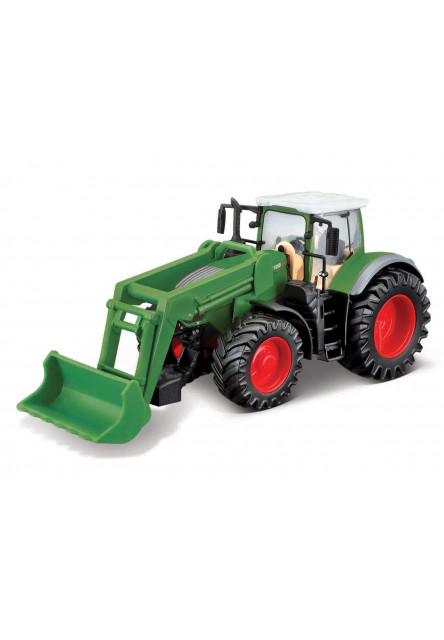 Bburago - FarmLand, Traktor s predným nakladačom na zotrvačník, 10cm, assort