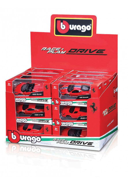 Bburago - Autá Race+Play DRIVE, Ferrari, 1:64, assort