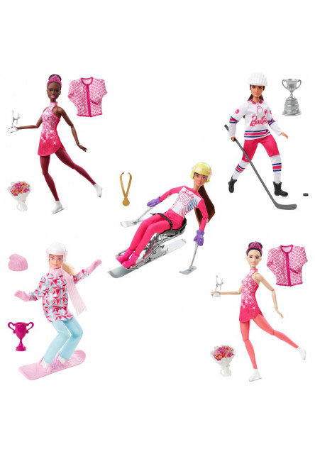 Barbie zimné športy bábika asst 
