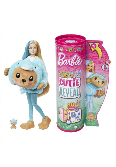 Barbie CUTIE REVEAL Barbie v kostýme - mackov modrom kostýme delfína