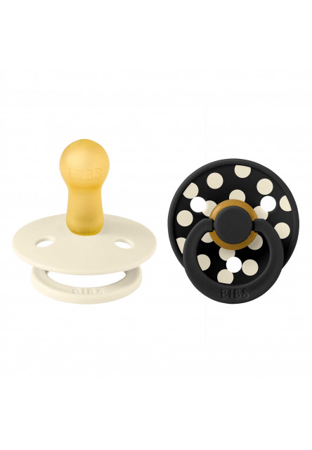 BIBS STUDIO Colour Polka cumlíky z prírodného kaučuku 2ks - veľkosť 1 (Ivory / Black)