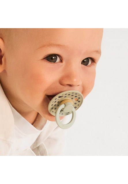 BIBS STUDIO Colour Polka cumlíky z prírodného kaučuku 2ks - veľkosť 1 (Sage / Iron)