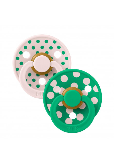 BIBS STUDIO Colour Polka cumlíky z prírodného kaučuku 2ks - veľkosť 1 (Sage / Iron)