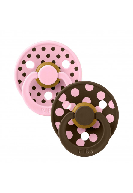 BIBS STUDIO Colour Polka cumlíky z prírodného kaučuku 2ks - veľkosť 2 (Baby Pink / Mocha)